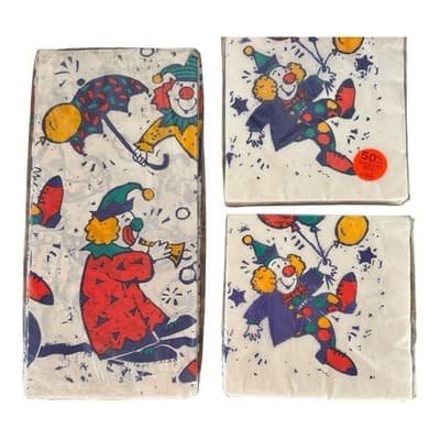 Lot Of 2 Vintage Gibson Clown with Balloons Luncheon Napkins 16 ct 1 Table Cover | eBay