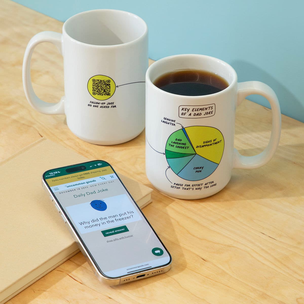 Uncommon Goods | Dad Joke Every Day Interactive QR Mug | Dad Jokes | 4.8-Star Rated