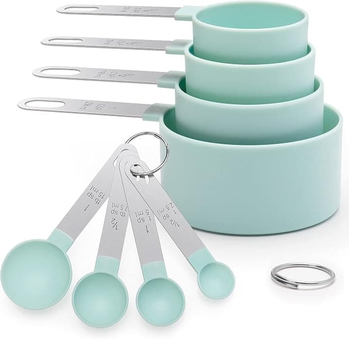 Measuring Cups and Spoons Set of 8 Pieces, nesting measuring cups for Measuring Dry or Liquid Ingredients, Stainless Steel Handle | Precise Measuremen