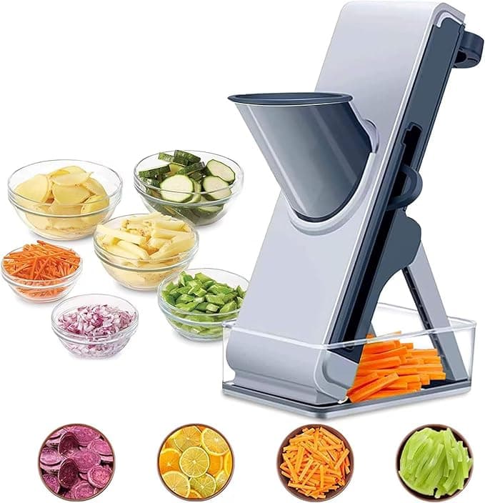 Orret Home Profesyonel Basmalı Rende Doğrayıcı – 3 Bıçaklı Paslanmaz Çelik Kesme, Mandolin Doğrama ve Rendeleme Aleti – Sebze, Meyve, Peynir, Salata v