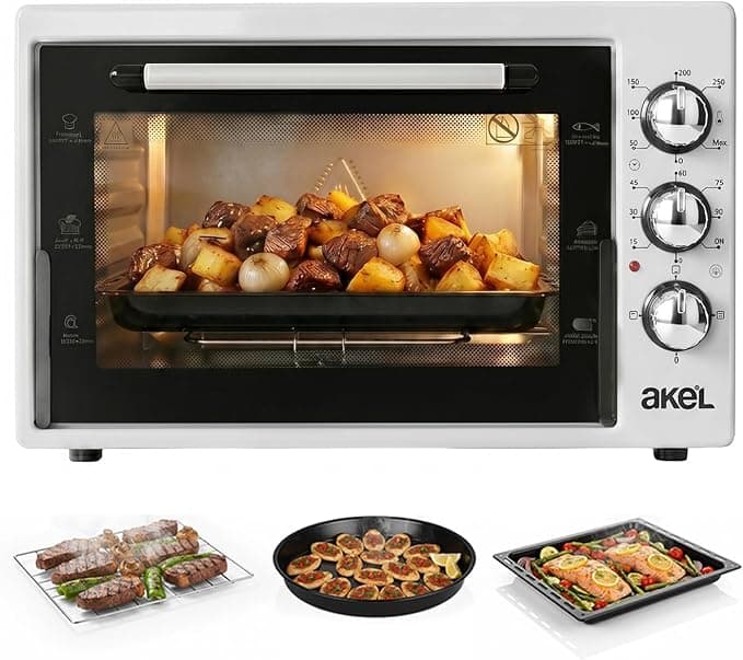 Akel AF340L 34 lt Beyaz Midi Fırın, İç aydınlatmalı, Zaman Ayarlı, Izgara ve Fırın, 2 Tepsi 1 Tel Izgara : Amazon.com.tr: Mutfak