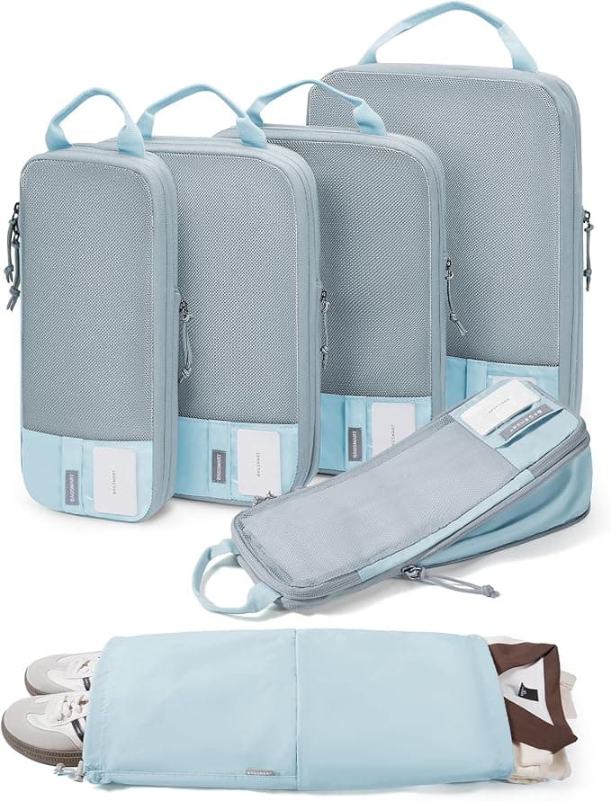 Amazon.com | BAGSMART 6 Set Compression Packing Cubes for Travel, Lightweight Luggage Organizer Bags, Durable Space Saver Bags Travel Essentials | Pac