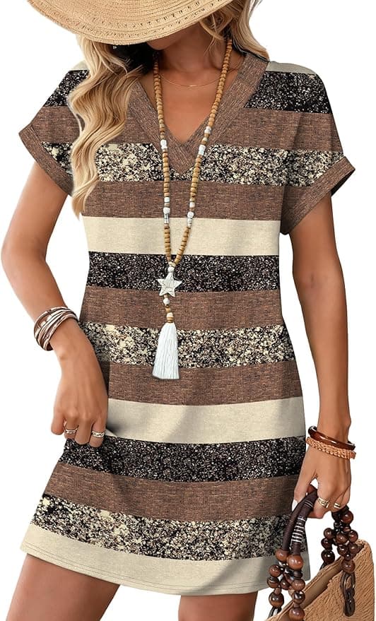 WIHOLL Midi Dresses for Women Summer Wedding Guest Dress Beach Vacation Clothes Sundresses Short Sleeve Casual Dresses Travel Resort Wear Graduation C