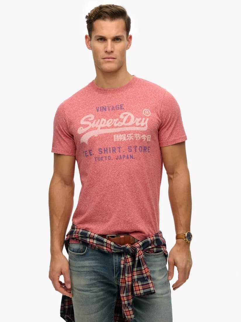 Superdry Cotton Marl Vintage Logo T-Shirt, Mid Red GritStore FinderOpen Menu