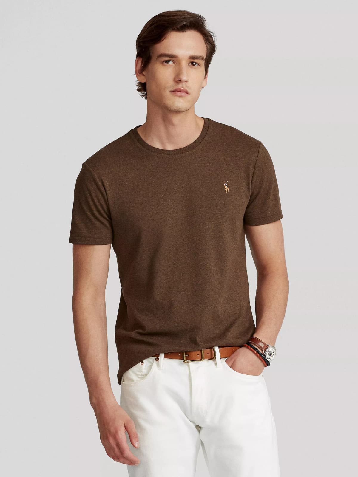 Polo Ralph Lauren Cotton Custom Slim Fit Short Sleeve T-Shirt, Nutmeg, LStore FinderOpen Menu