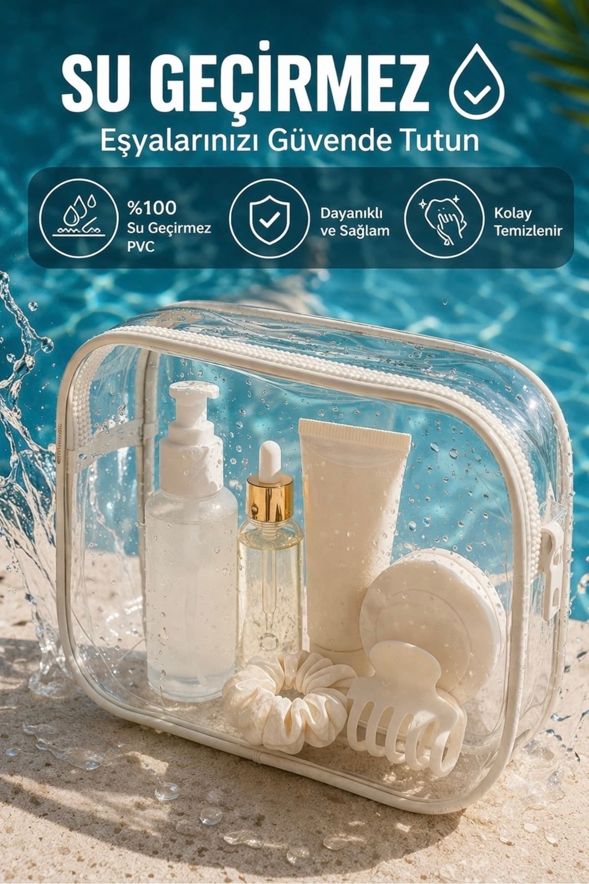 HİG HOME Su Geçirmez Şeffaf Plaj Çantası – Tatil İçin Organizer - Fiyatı, Yorumları
