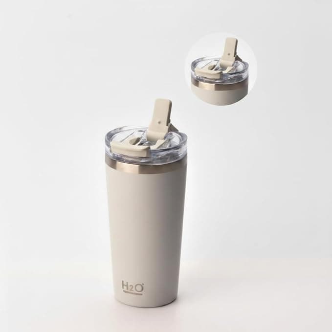 Deconox 530 ml Pipetli ve Ağızlıklı Çelik Termos Kupa - Çift Fonksiyonlu Kapak - Sıcak/Soğuk Tutan Seyahat Bardağı (Travel Mug) - 4 Farklı Renk Seçene