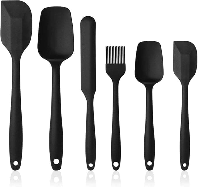 Vicloon Silikon mutfak yardımcısı, 6 adet silikon spatula, çorba kaşığı, fırın fırçası, spatula, ısıya dayanıklı ve yapışmaz, paslanmaz çelik ve dikiş
