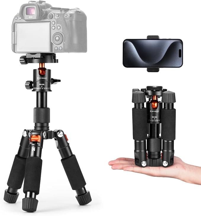 K&F CONCEPT Mini Camera Tripod, 20.5"/52cm Compact Desktop Tripod | 360° Ball Head, 1/4" Quick Release Plate, Compatible for Phone Camera Video Camcor